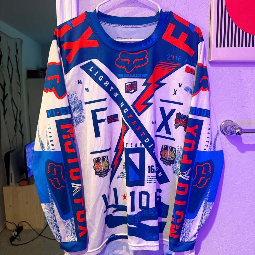 Fox Blue and Red Graphic Jersey